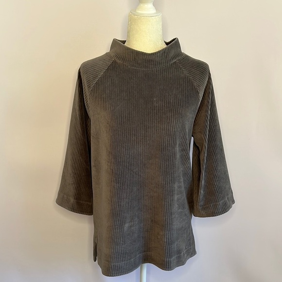 Soft Surroundings Tops - Soft Surroundings Gray Ribbed Mock Neck Top